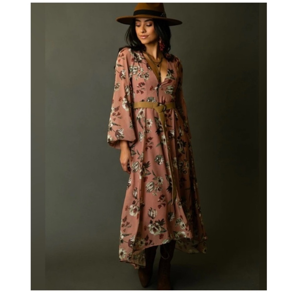 Joyfolie Prairie Cottagecore Cowgirl Floral Crystal Dress Pink Floral | S